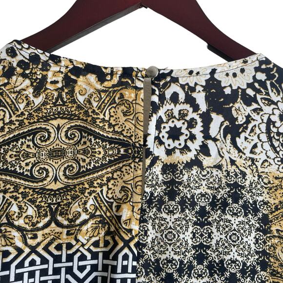 Cato Women Tunic Top Gem Neckline Long Bell Sleeve Boho Mix Pattern Print 18/20 - Picture 4 of 12
